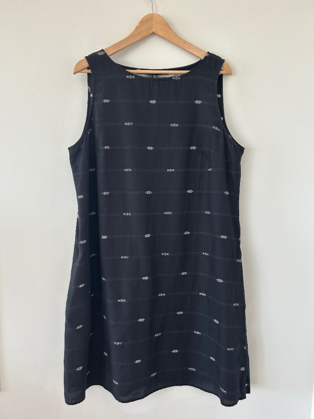 NWT Eileen Fisher Classic Aztec Bateau Neck Nomadic Stripe Shift Dress Sz L